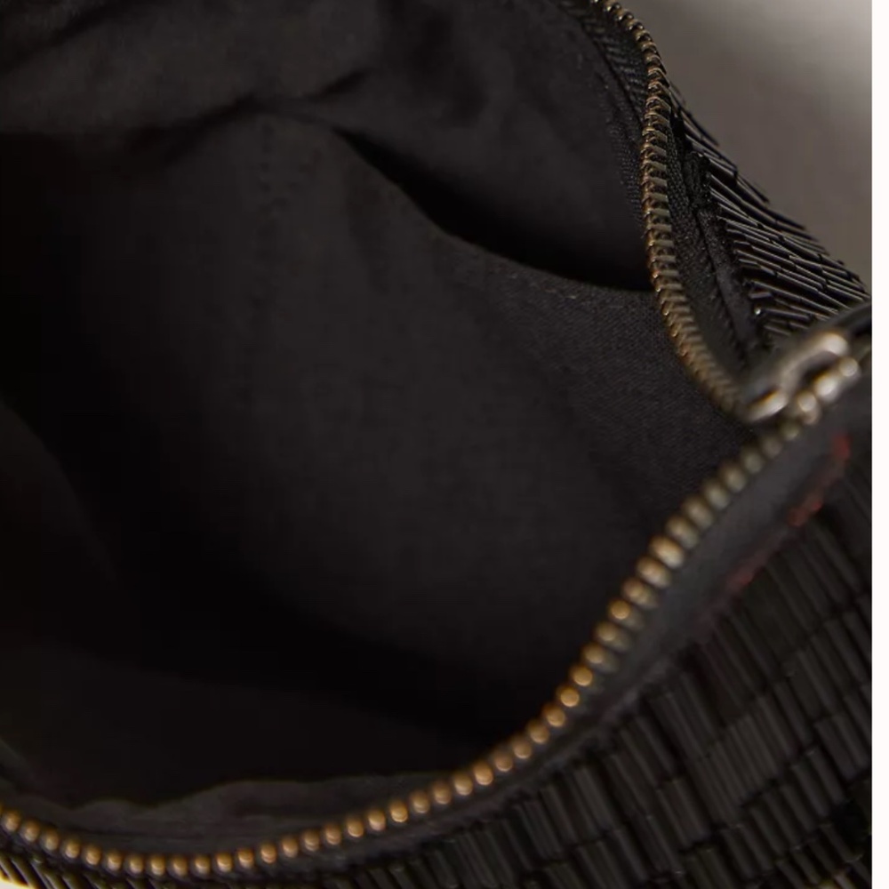 Free People Bugle Bead Clutch/ Sling Bag in Black Embroidered Combo NWT $128R - Picture 4 of 12
